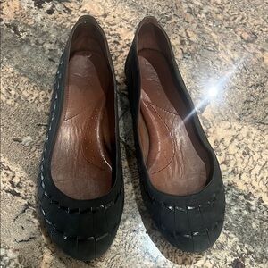 Naya Black Flats with Perforated Design